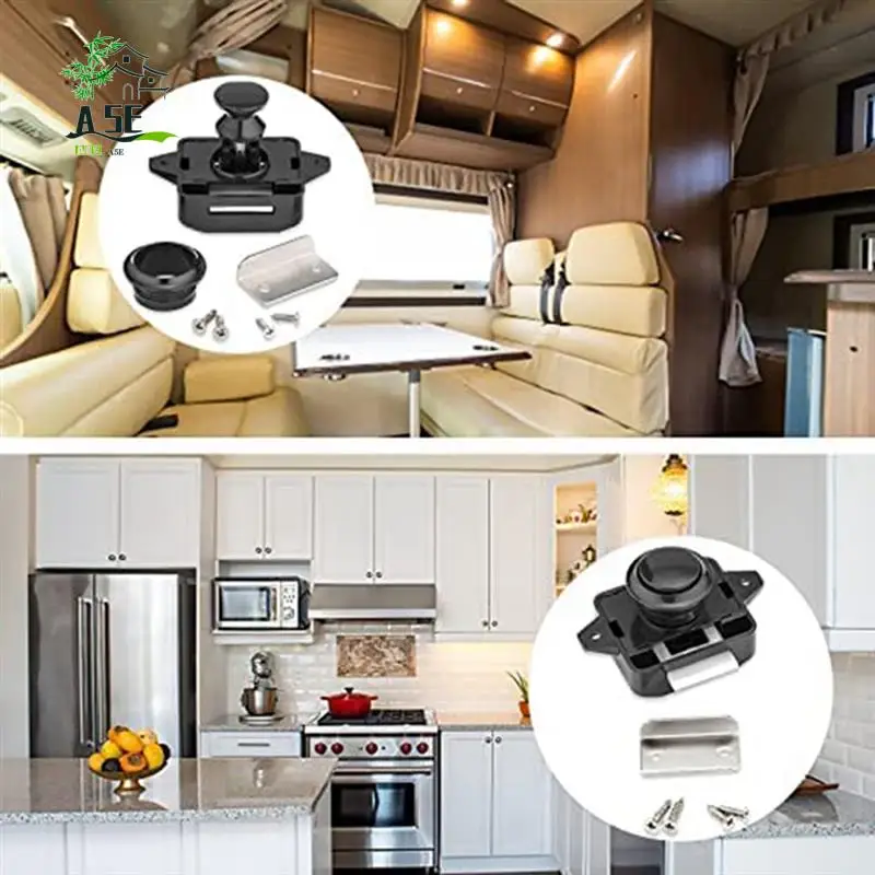 

A05E-Pack Of 10 Locks, Metal Push Button Door Locks Furniture Locks Cabinet Locks Cabinet Locks Door Locks Black