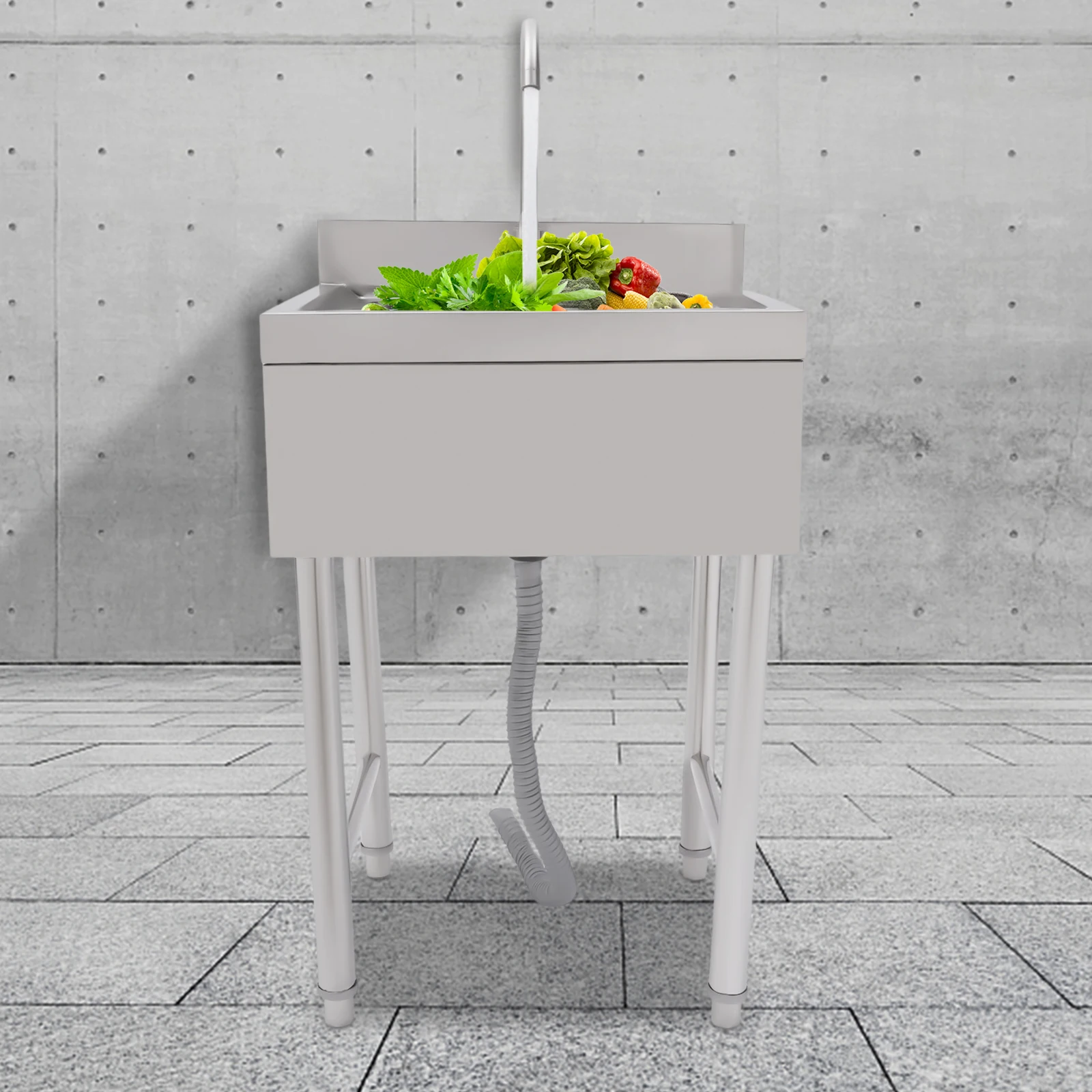 

Commercial Utility Prep Sink 1 Compartment Bowl 80 x 55 x 50CM Stainless Steel