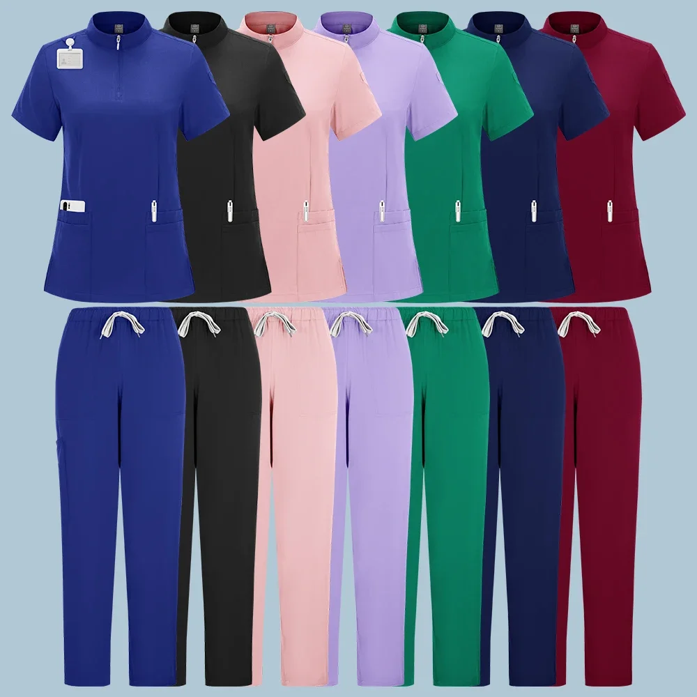 

New Nurse Uniform Unisex Scrub Suit Medicals Clothing for Women Jogger Set Elastic Hospital Uniforms Scrubs Medical Lab Coats