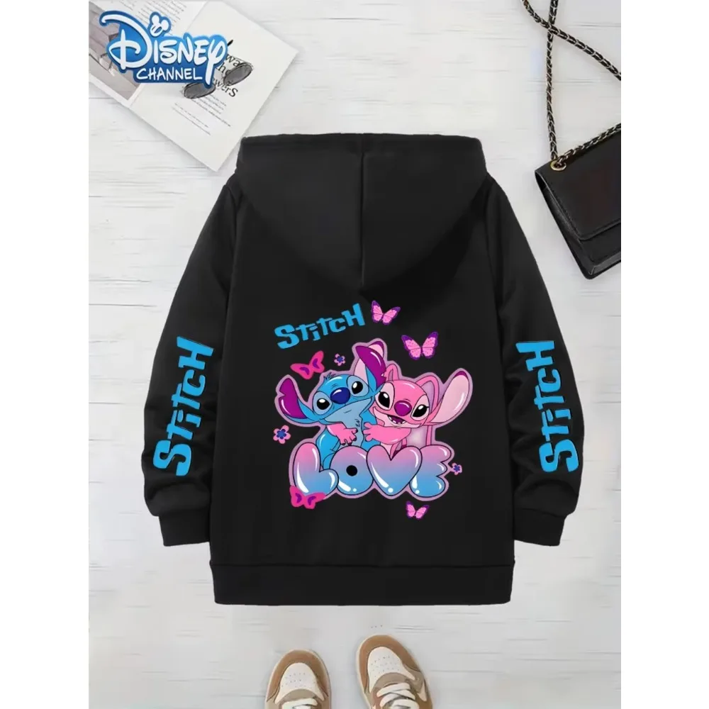 ديزني المرأة الرجال غرزة ليلو الكرتون الجرافيك هوديي لينة طويلة الأكمام البلوز مع جيوب عارضة فضفاضة تناسب الخريف/الشتاء #3