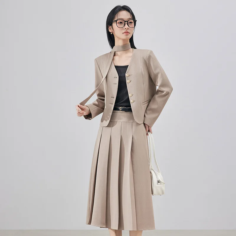 Fashion Suit Set for Women, Autumn and Winter, Elegant Goddess Style, Teacher Qualification Interview Formal Wear, Stylish Work