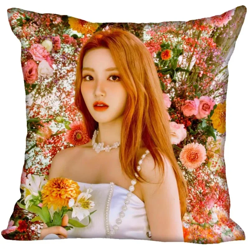 Kpop LOONA Pillow Case For Home Decorative Satin Pillows Cover Invisible Zippered Throw Cushions Cover 1007