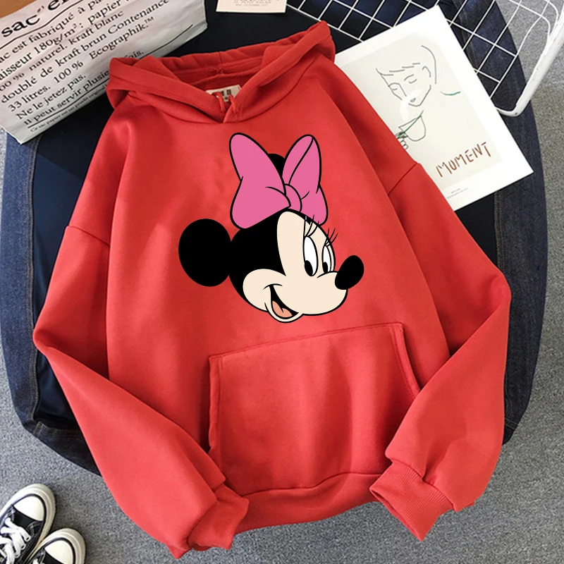 Sudadera con capucha de Minnie y Disney para mujer, ropa de calle de Mickey Mouse, HIP HOP, 2024