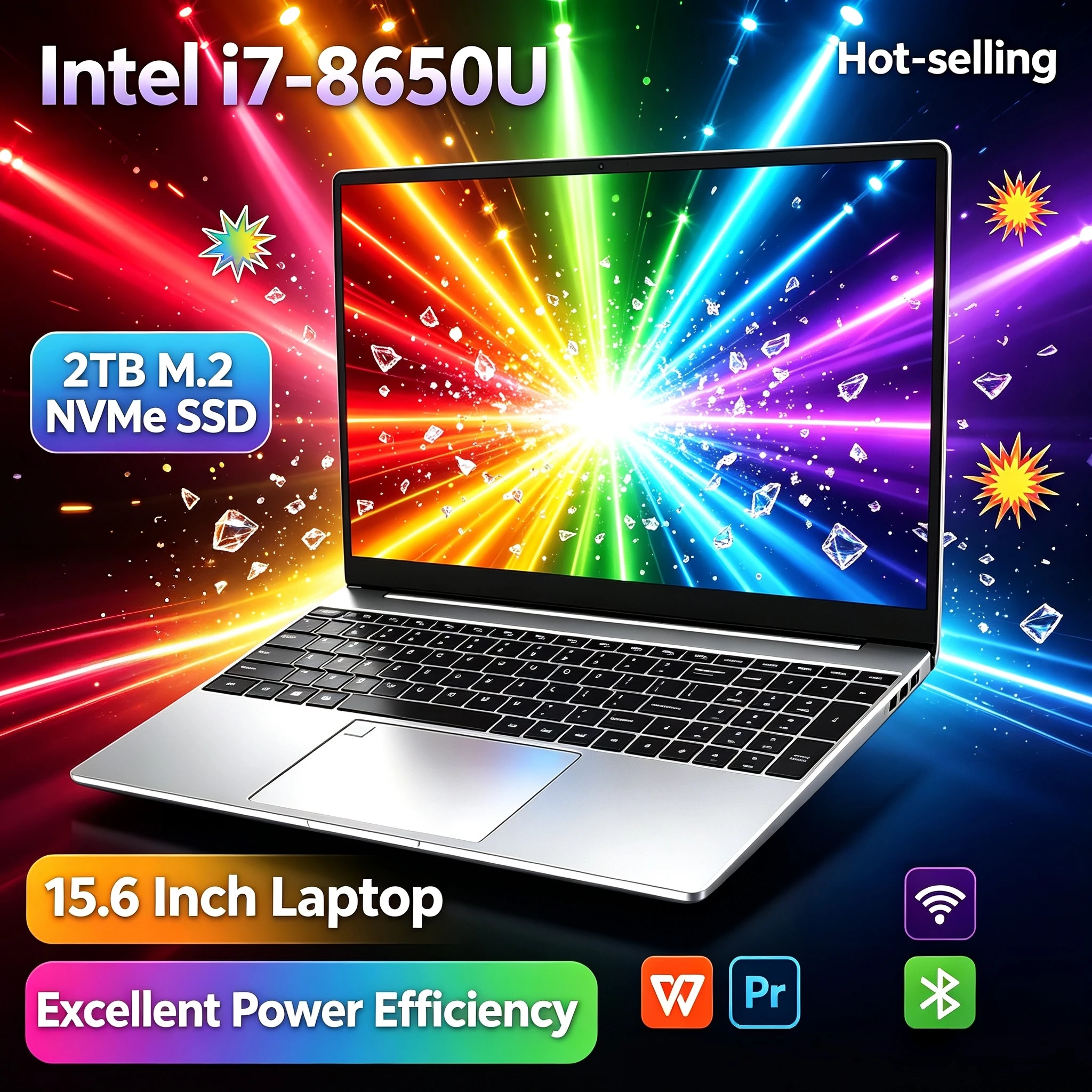 15.6 Inch Intel i7 8650U Laptop 32GB RAM 2TB SSD 1TB SSD 1920x1080 Gamer Notebook Office PC High Performance Pro Unit