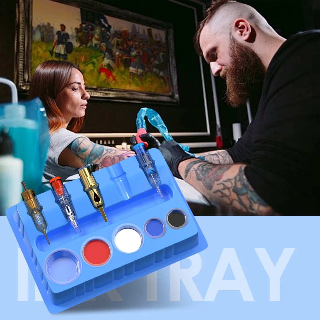 

20Pcs Portable Tattoo Cartridge Needles Cup Holder Cartridge Needles Holder Pigment Container Plastic Disposable Ink Cup Tray