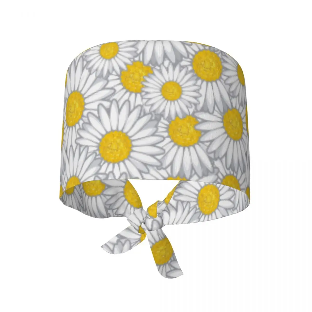 Work Scrubs Hat Daisy Flower Pattern Vector Image Nurse Hat For Men Women Tie Back Working Cap Adjustable Printed Medical Hat