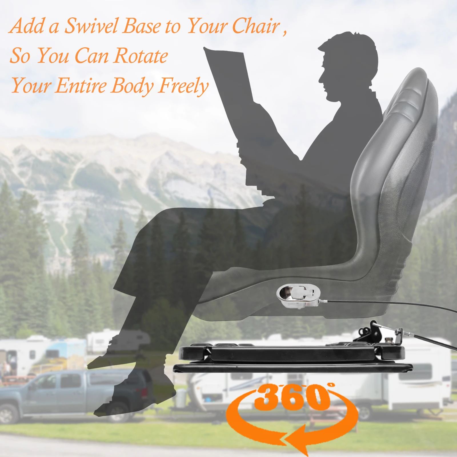 Heavy Duty Swivel Seat Base with Switch - 360° Rotation, 3.0mm Steel Swivel Base for RVs, Campers and Boats