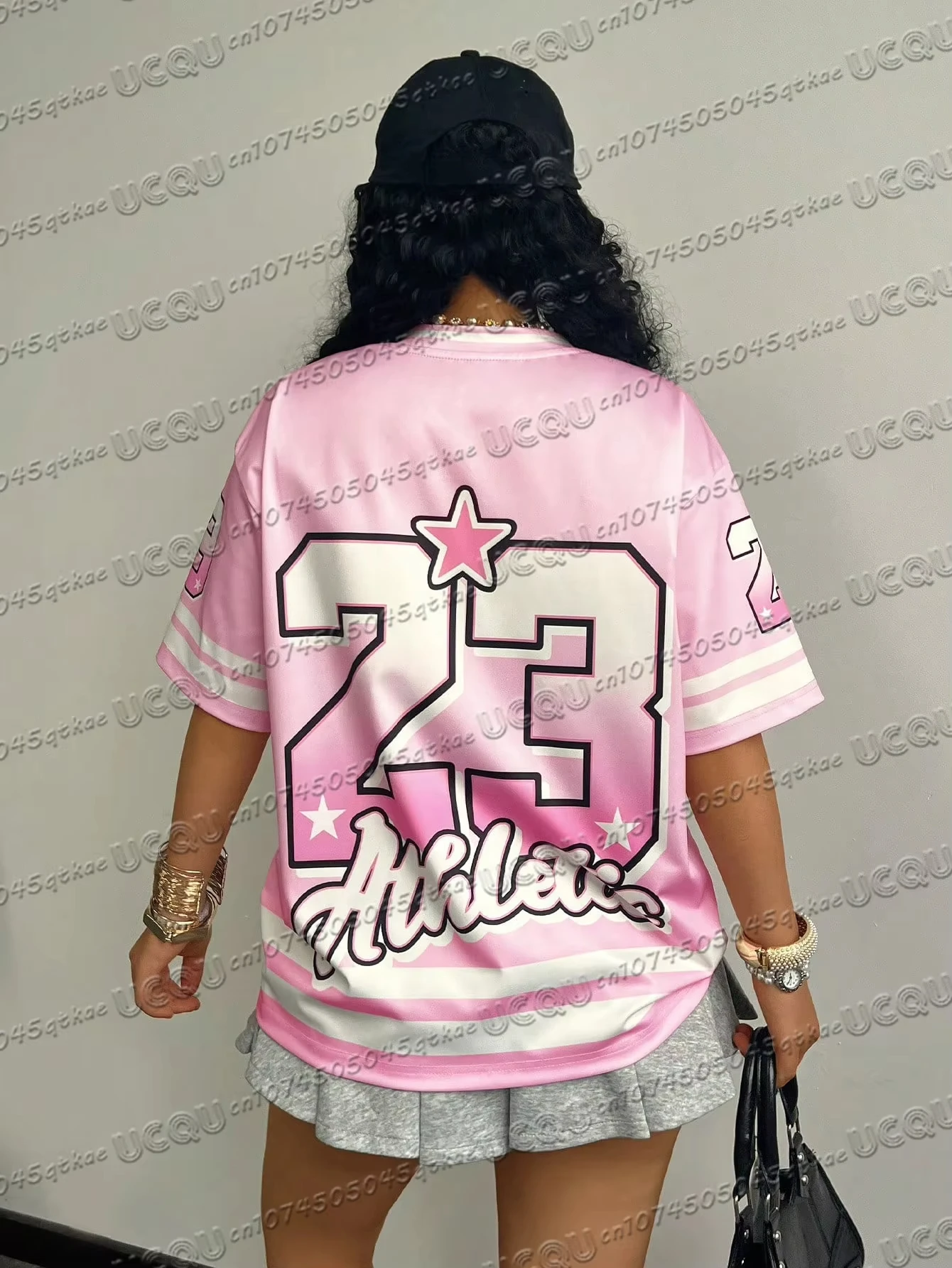 Pink Girls' Digital Printed Jersey T-Shirt Summer Women'S Sports Fashion Age Reducing Streetwear Y2k Casual Travel Clothing Top - view 2
