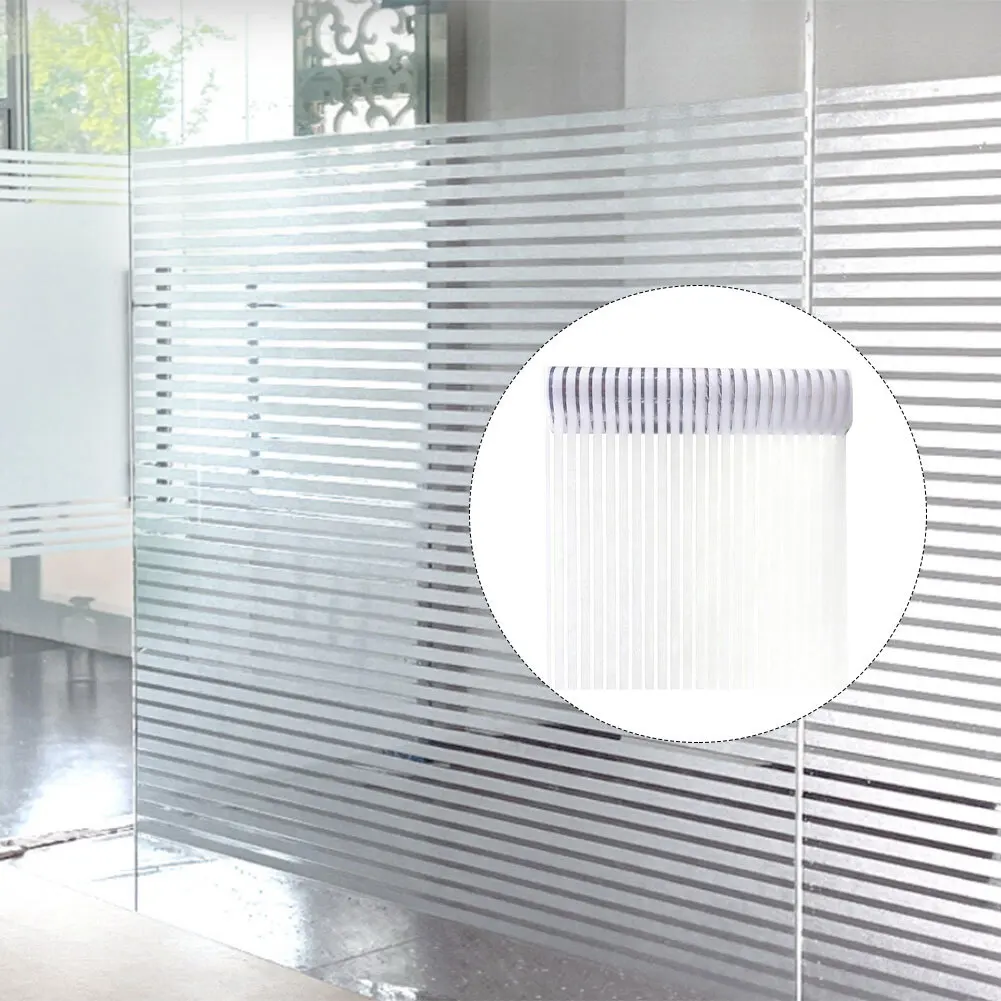 Static‑Cling Striated Privacy Window Film, No‑Adhesive Frosted Glass Sticker With UV‑Protection, Decorative Light‑Filtering