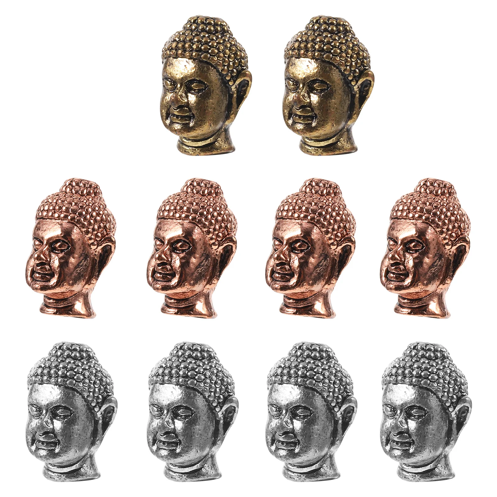 10 Pcs Bracelet Accessories Vintage Ornaments Pink Sew on Gems Buddha Head Spacer Beads Jewelry Making Charm Tibetan