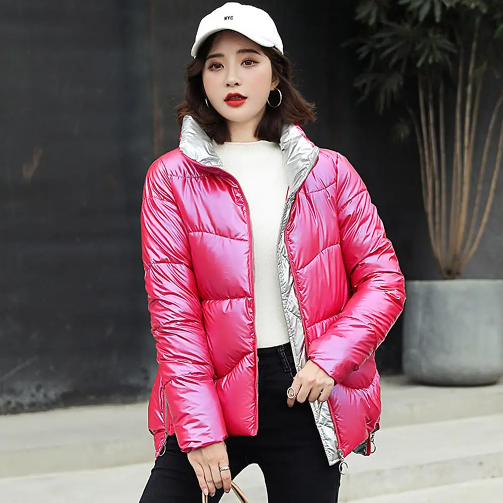 Short Slim Cotton Coat Parkas Female Glossy New Women Winter Warm Thick Shiny Coats Female Plus Size Jacket  Parka Girl 2022