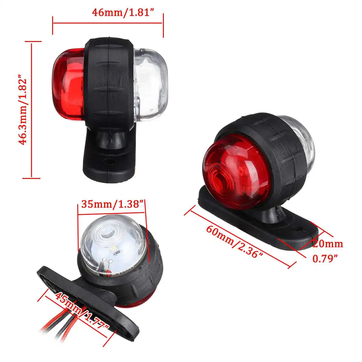 4pcs 12V 24V Universal Truck Trailer Tail Light Side Marker Indicators Light Lamp Edge Lights Signal Lights Lorry Caravans Bus