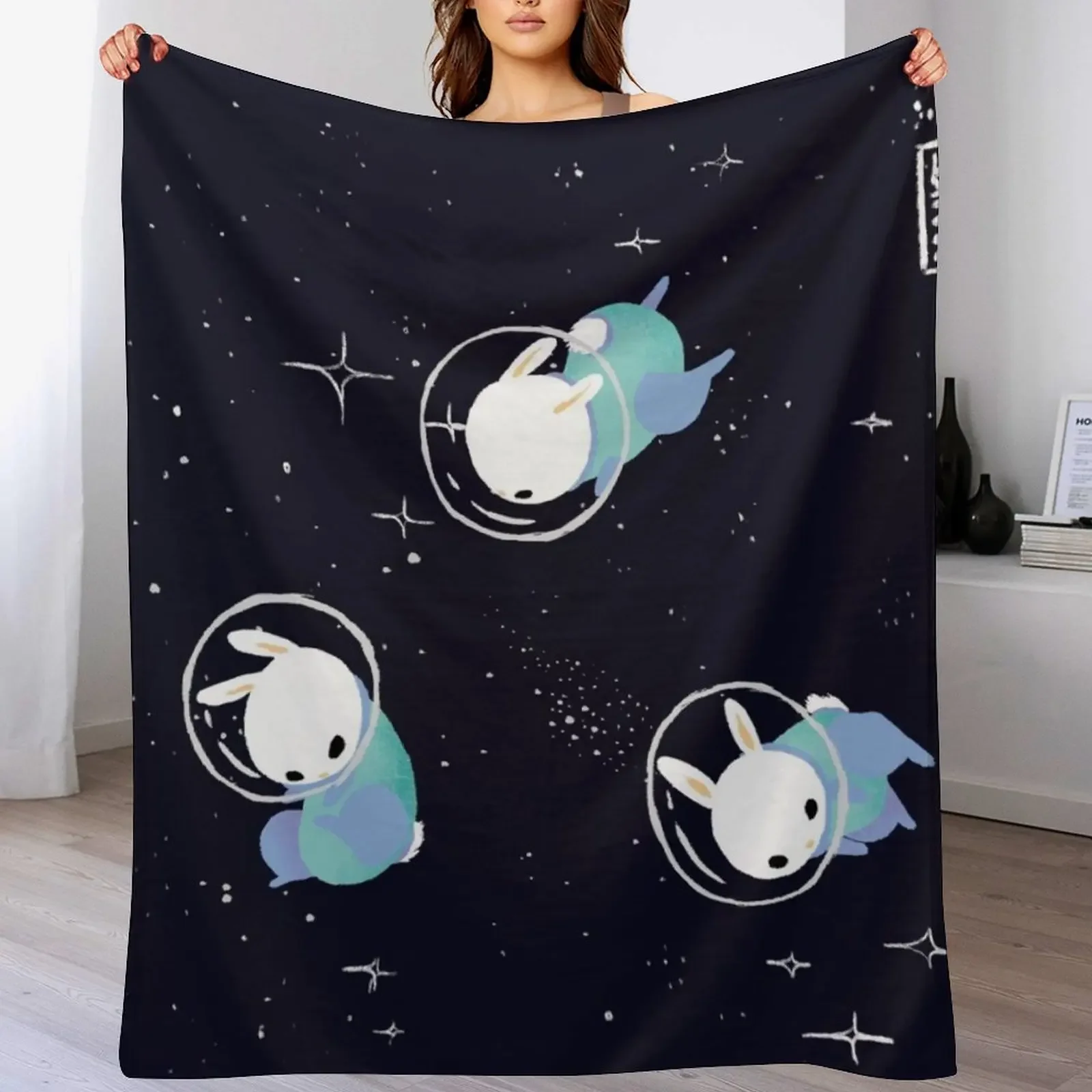 

Space Bunnies Throw Blanket Cozy Microfiber Throw Blanket for Home Bedroom