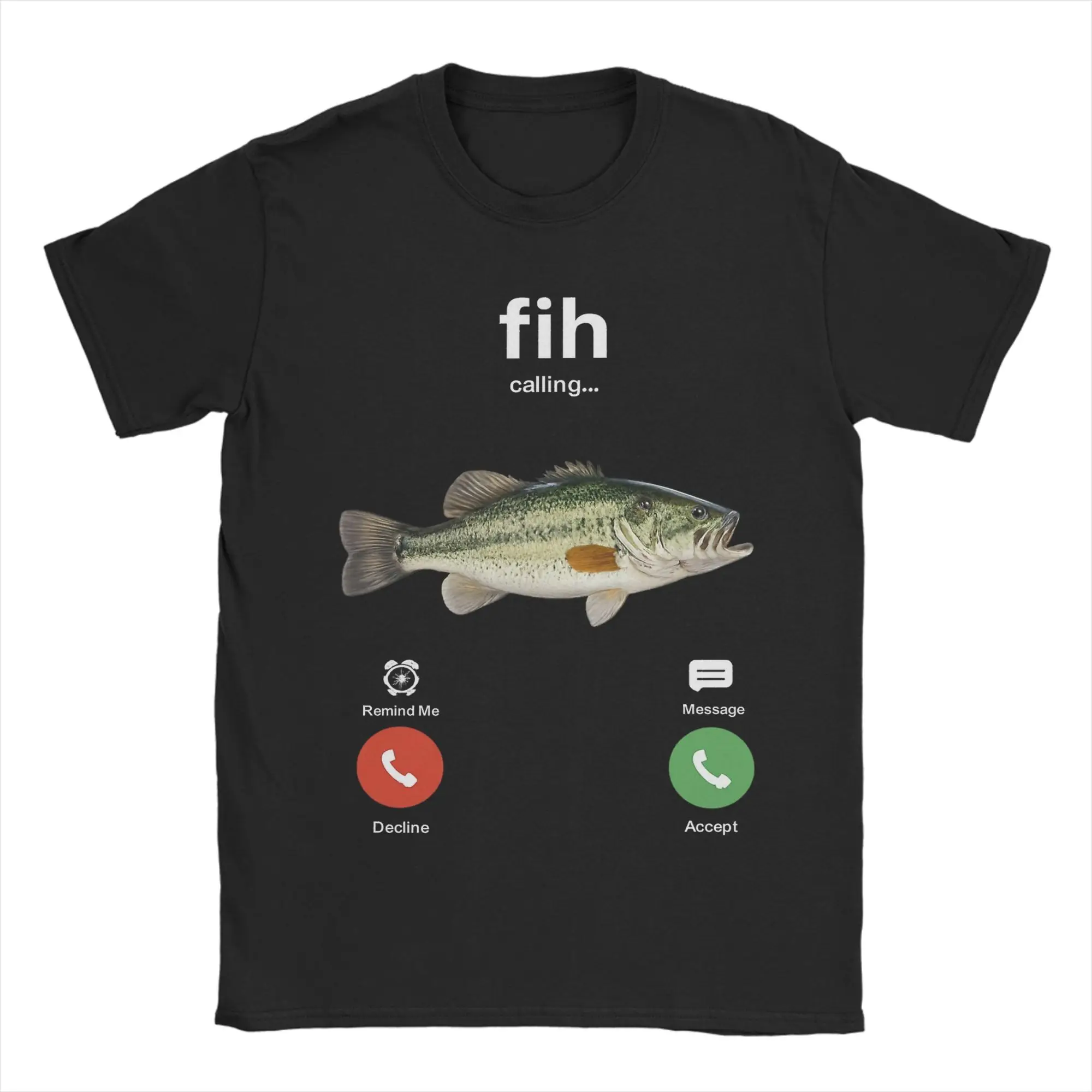 Men's T-Shirt Fih Calling Decline Accept Phone Fish Leisure Cotton Tee Shirt Short Sleeve  T Shirts O Neck Tops Printed