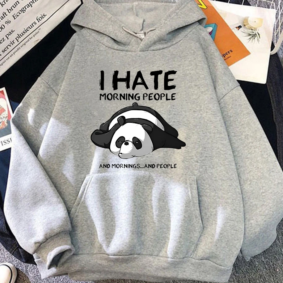 

Panda Lazy I Hate People Morning Cartoons Funny Men Women Oversized Breathable Hoodie Loose Casual Hip-hop Couple Sweatshirt Top