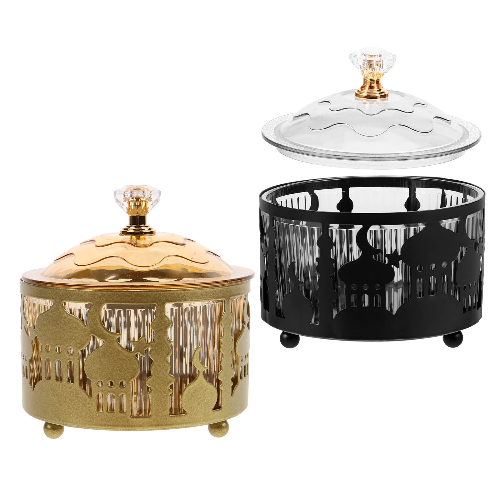 

2Pcs Festival Candy Tray Premium Eid Mubarak Candy Box for Holiday Treats Serving Sturdy Kitchen Storage Jar Decorative Use