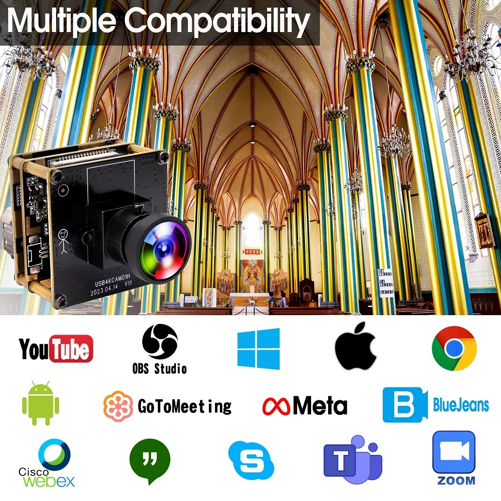 ELP 4K HDMI USB Camera Module 3840x2160P 30fps H264/H265 Industrial CNC Camera with No Distrotion Lens for 3D Printer