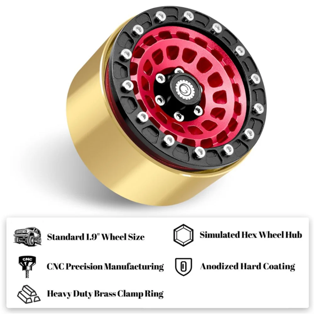 Cubo de rueda con bloqueo de bola de latón y aleación de aluminio para SCX10/TRX4 90046, pieza de juguete para vehículo todoterreno de coche de escalada de simulación RC de 1,9 pulgadas
