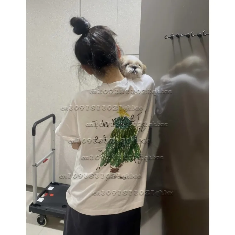 

Новая рождественская футболка с ручной росписью и 3D-печатью, универсальная простая быстросохнущая футболка с короткими рукавами