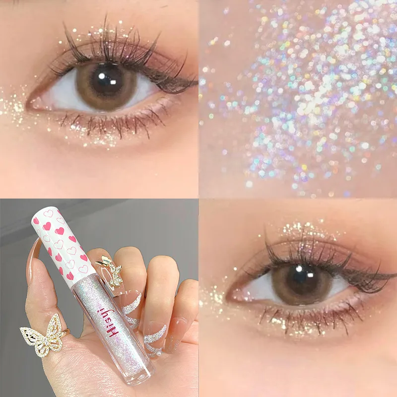 Glitter Liquid Eyeshadow Waterproof Pearlescent Shiny Eye Shadow Sequins Lying Silkworm Makeup Eye Shadow Applicators Tool