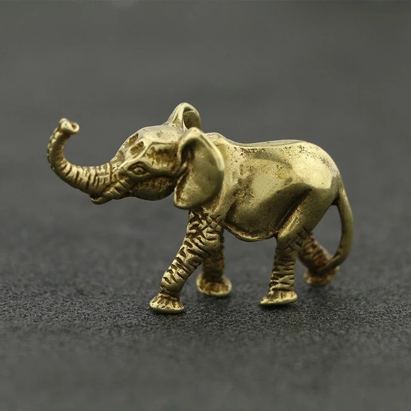 Mini estatuetas de elefante antigas, decoração para casa, escritório, chá, animal de estimação, enfeites de animais, escultura em bronze, alças, miniaturas de latão