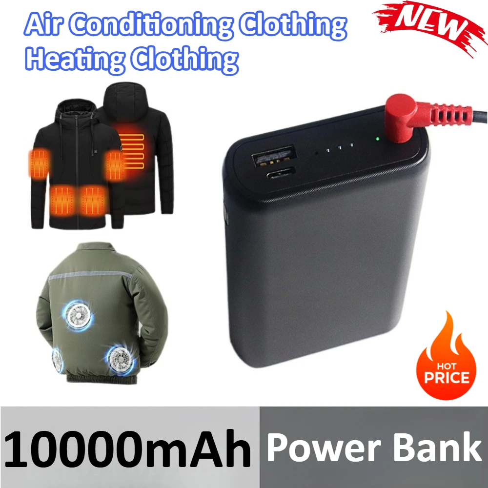 

10000mAh Air Conditioning Clothing Heating Clothing Power Bank USB DC Dual Output for Heating Clothes/Phone/fan