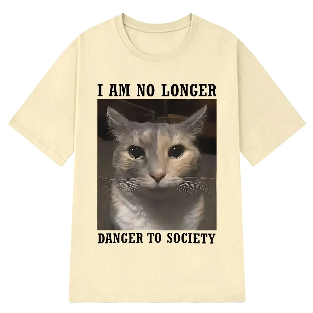Eu não sou mais perigo para a sociedade engraçado gato meme camiseta feminina moda manga curta camisetas verão t camisa novidade topos japonês