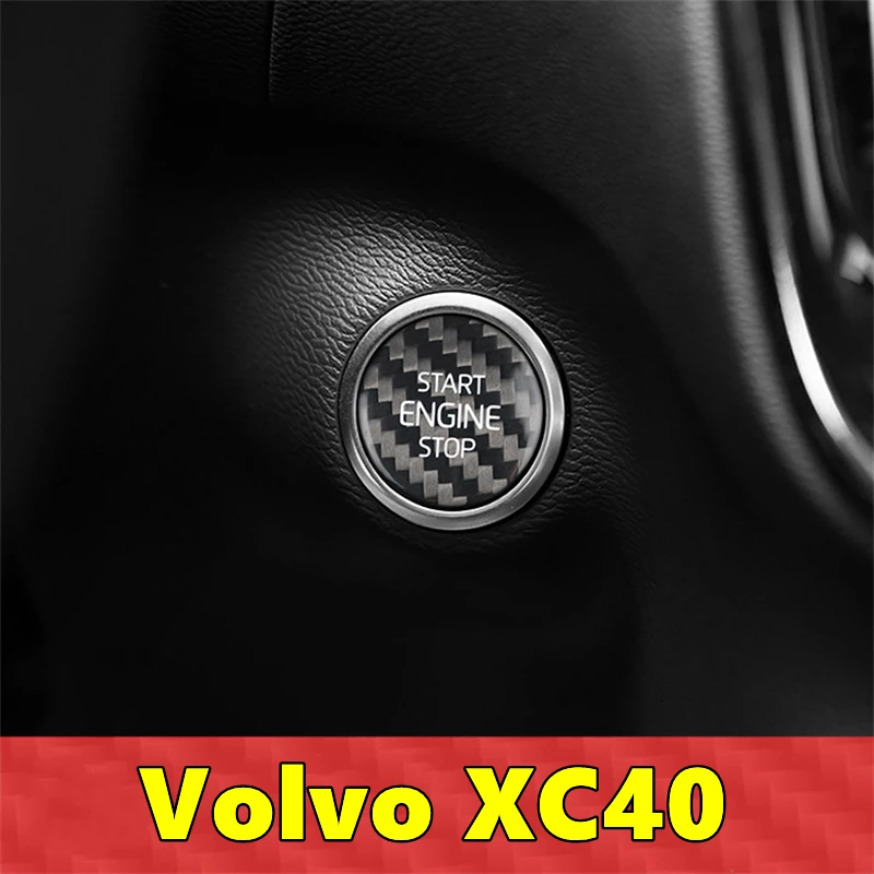 

For Volvo XC40 Car Engine Start Stop Button Cover Real Carbon Fiber Sticker