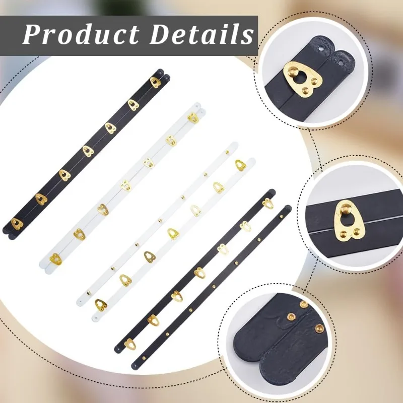 2 Pairs Corset Busk Buttons Black & White Corset Steel Bones 350mm 7 Buckle Stainless Steel Button Corset Busk Corset Spoon Busk