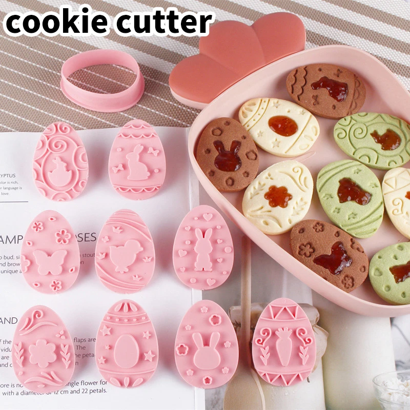 Easter Cookie Cutter Mold Rabbit Egg Jam Biscuit Embossers Stamp Mould For Congrats Graduation Cake Decoration DIY Baking Too