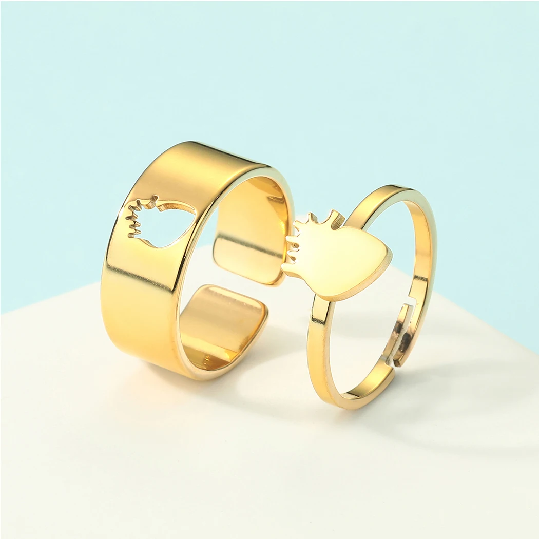 Todorova Surgeon Anatomical Heart Promise Adjustable Ring Set For Women Men Charm Stainless Steel Jewelry Hip Hop Valentine Gift