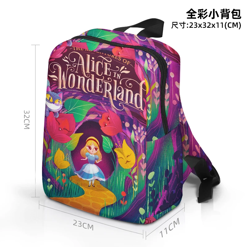 Disney Alice in Wonderland 1671 Anime Customized Backpack Mini Casual Cartoon Children Bag School Knapsack Gift