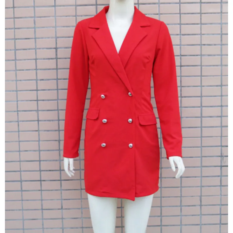 Women's Suit Top Short Skirt Casual Suit Commuter Holiday Spice Sweet Long Sleeve Red Dress Professional Dress  Color Comfort
