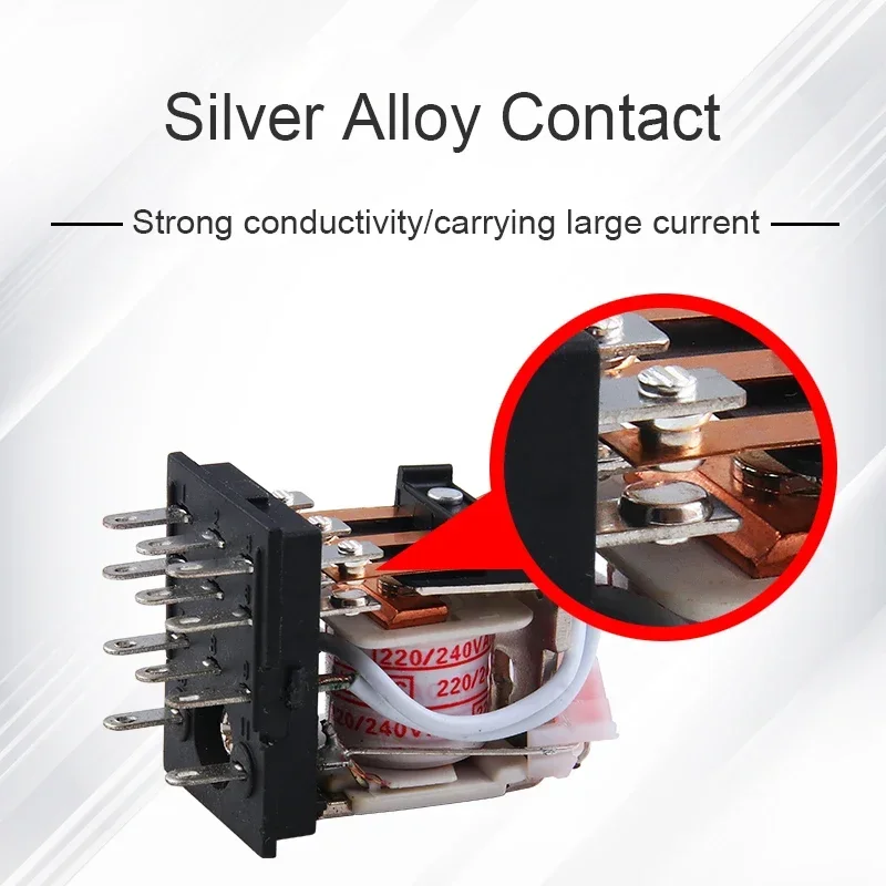 10PCS Miniature Control Relays AC 12V/DC 24V/AC220V, Intermediate Relay with Socket Base, HH52P HH53P HH54P HH62P HH63P HH64P