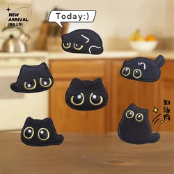 Cute Cartoon Embroidery Kawaii Black Cat Pattern embroided Logo Down Jacket Patch Patch Patch lag Phone Case Decoration Patch