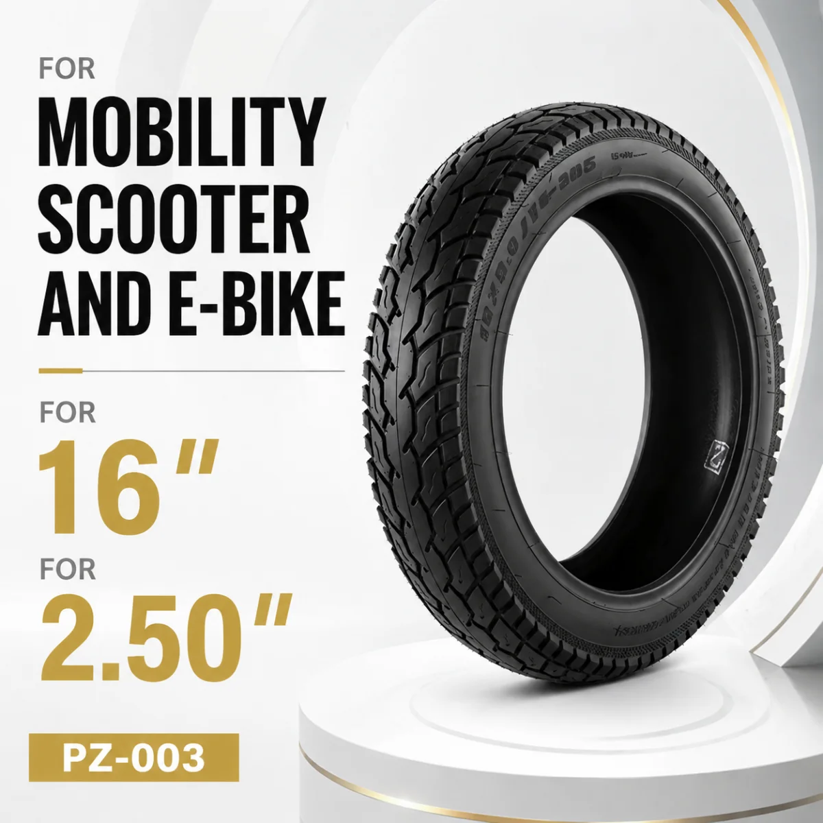 16*2.50 Tubeless Tire PZ-003 Aggressive Tread Wear-Resistant for Mobility Scooter and E-Bike Wholesale