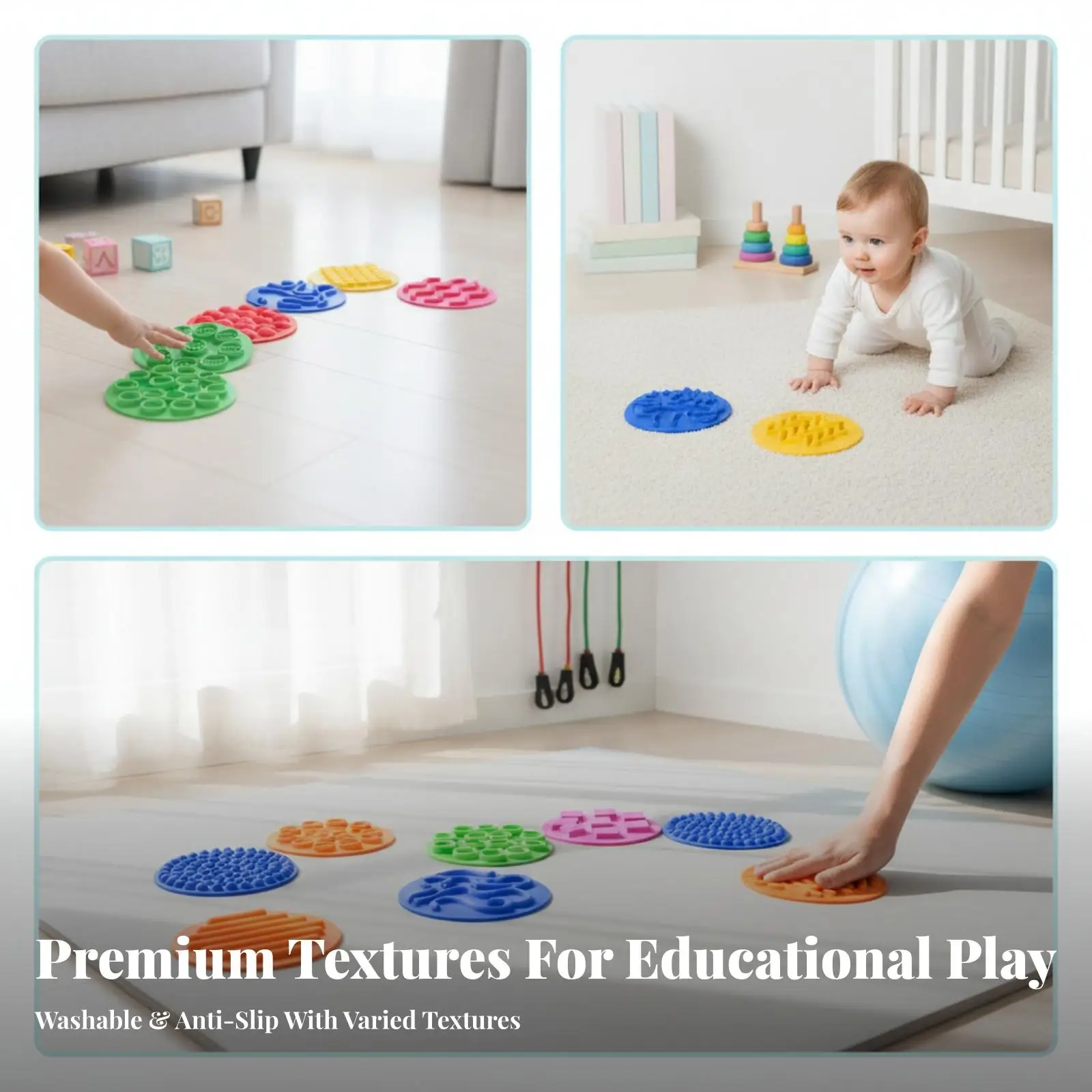 Silicone Tactile Training Cushion Set Sensory Balance Discs for Child Coordination and Touch Explore