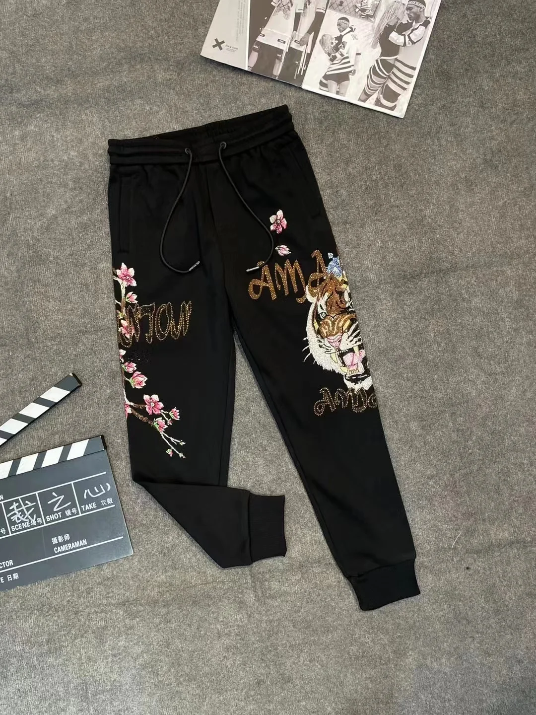 Autumn New Unisex Trendy Brand Heavy Embroidery Rhinestone Sweatshirt Cartoon Fashion Light Luxury Loose Casual Sweatshirt Set