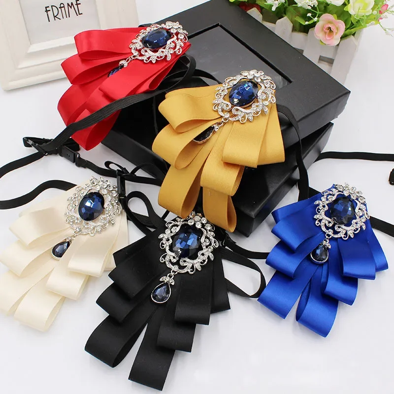 

Handmade Rhinestone Bow Ties British Korean Business Banquet Dress Shirt Collar Flowers Fashion Men's Wedding Accessories Gifts