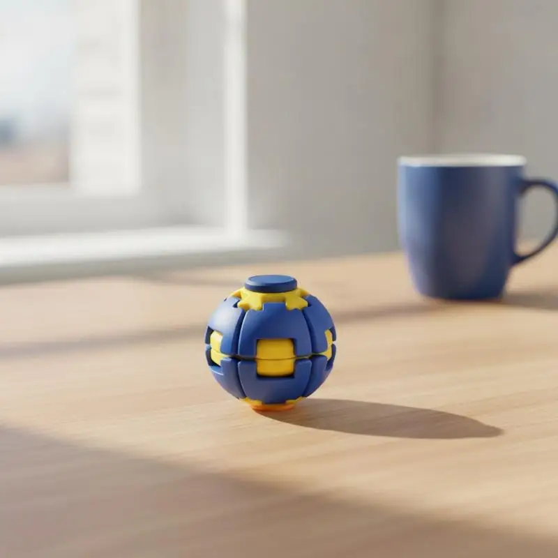 3D Printed Press-To-Spin Fidget Ballone Click Deform Fingertip Rotating Toy Ball Smooth Rotating Stress Relief Sensory Toy