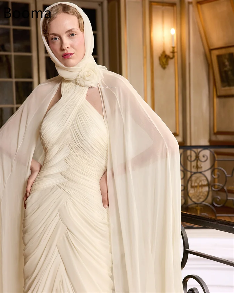 Booma sem mangas sereia simples tule vestidos de casamento longo até o chão vestido de noiva feito sob encomenda 2025