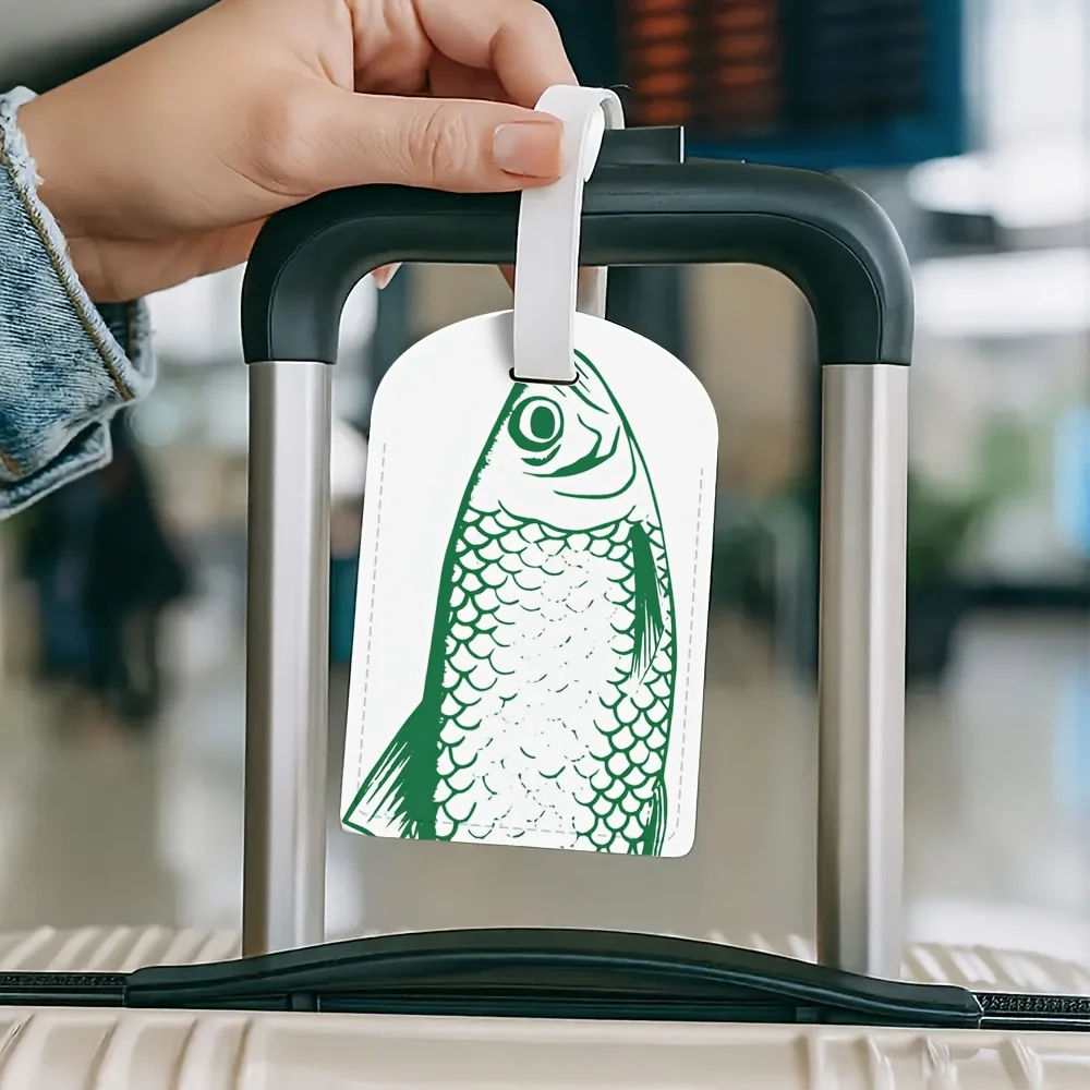 Sardine Animal Illustration Luggage Tag Lightweight PU Material Suitable for Travel Bags Backpacks Gym Bags Luggage Id