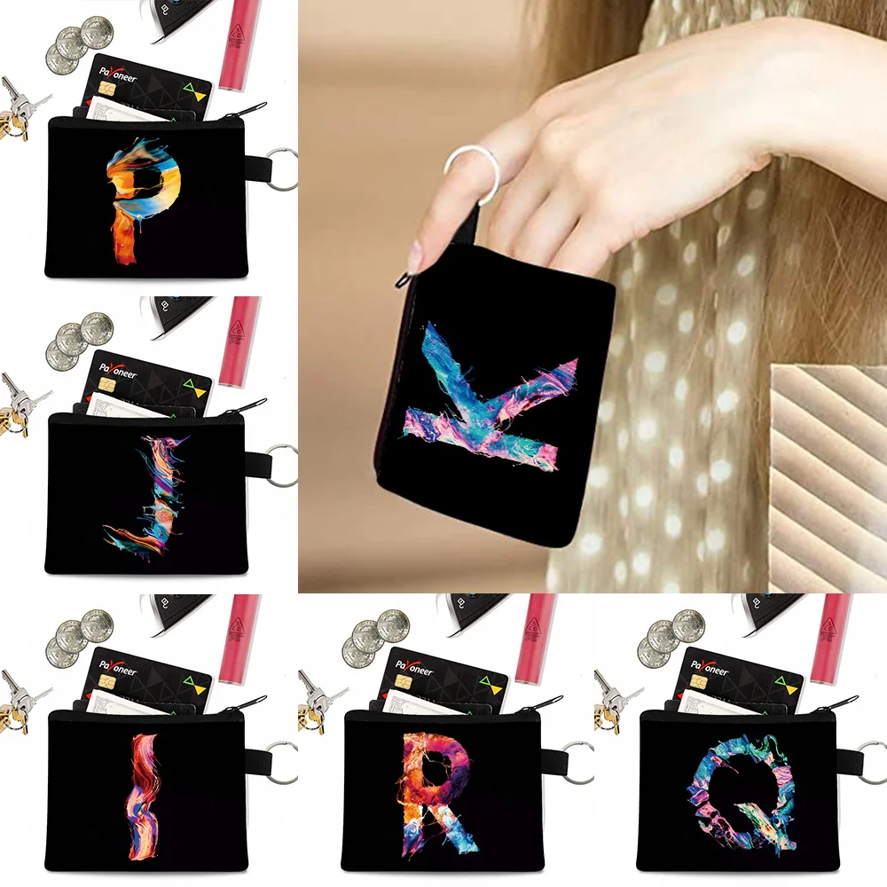 Coin Purse Women's Wallet Pouch Bag Small Zipper Handbag Card Holder Pocket Money Change Key Flame Letters Printing Wallets Kids