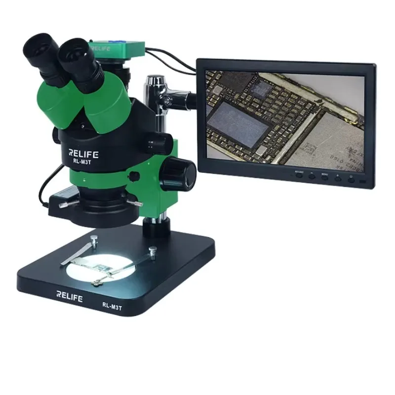

RL-M3T-B1 Trinocular HD Stereo Microscope+SS-033 Light Source+0.5CTV Adapter for Motherboard Soldering