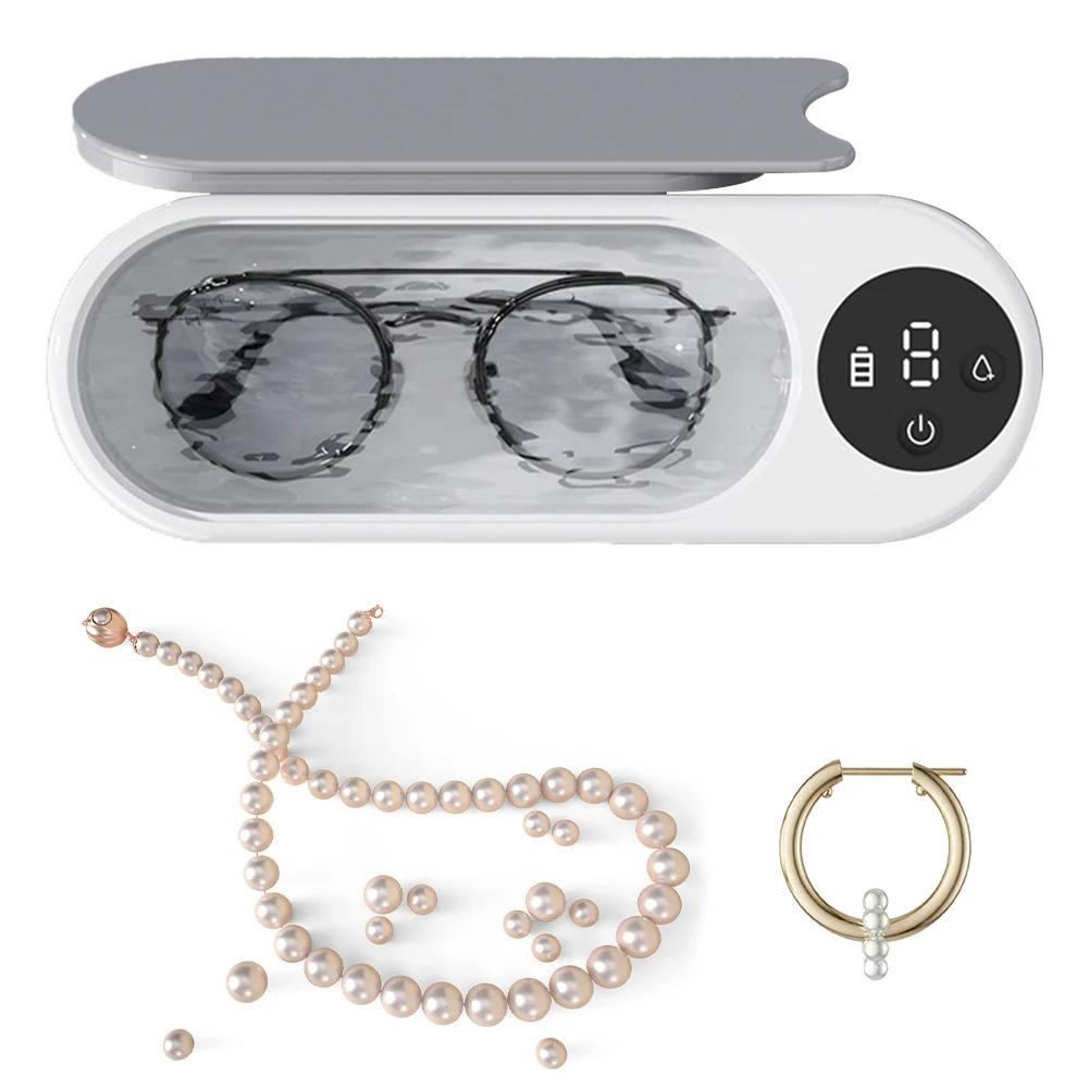 Ultrasonic Retainer Cleaner Machine Multifunctional Glasses Cleaner High Frequency Vibration USB Rechargeable for Ring Necklaces