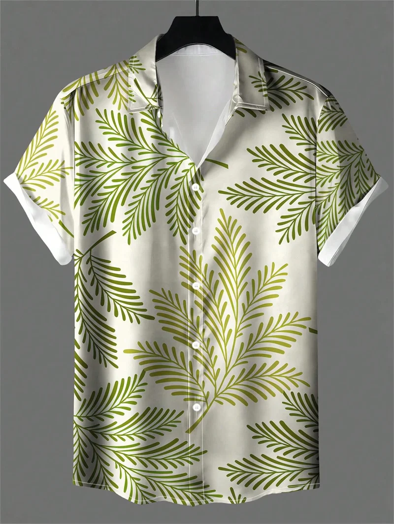 

Hawaiian shirt men's printed casual thin beach slim fit fashionable shirt high-quality luxury black social retro fun