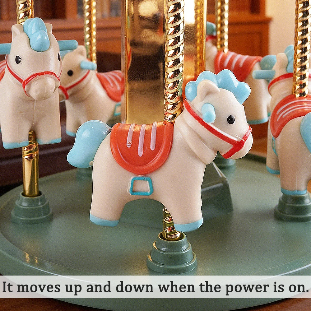 Merry-Go-Round Music Box with Rotation LED Light Romantic Carousel Night Light Musical Toy Birthday Gift for Children Adults