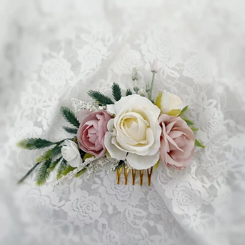 White Blush Pink Brial Hair Comb Wedding Bridesmaids hairPieces Hair accessories