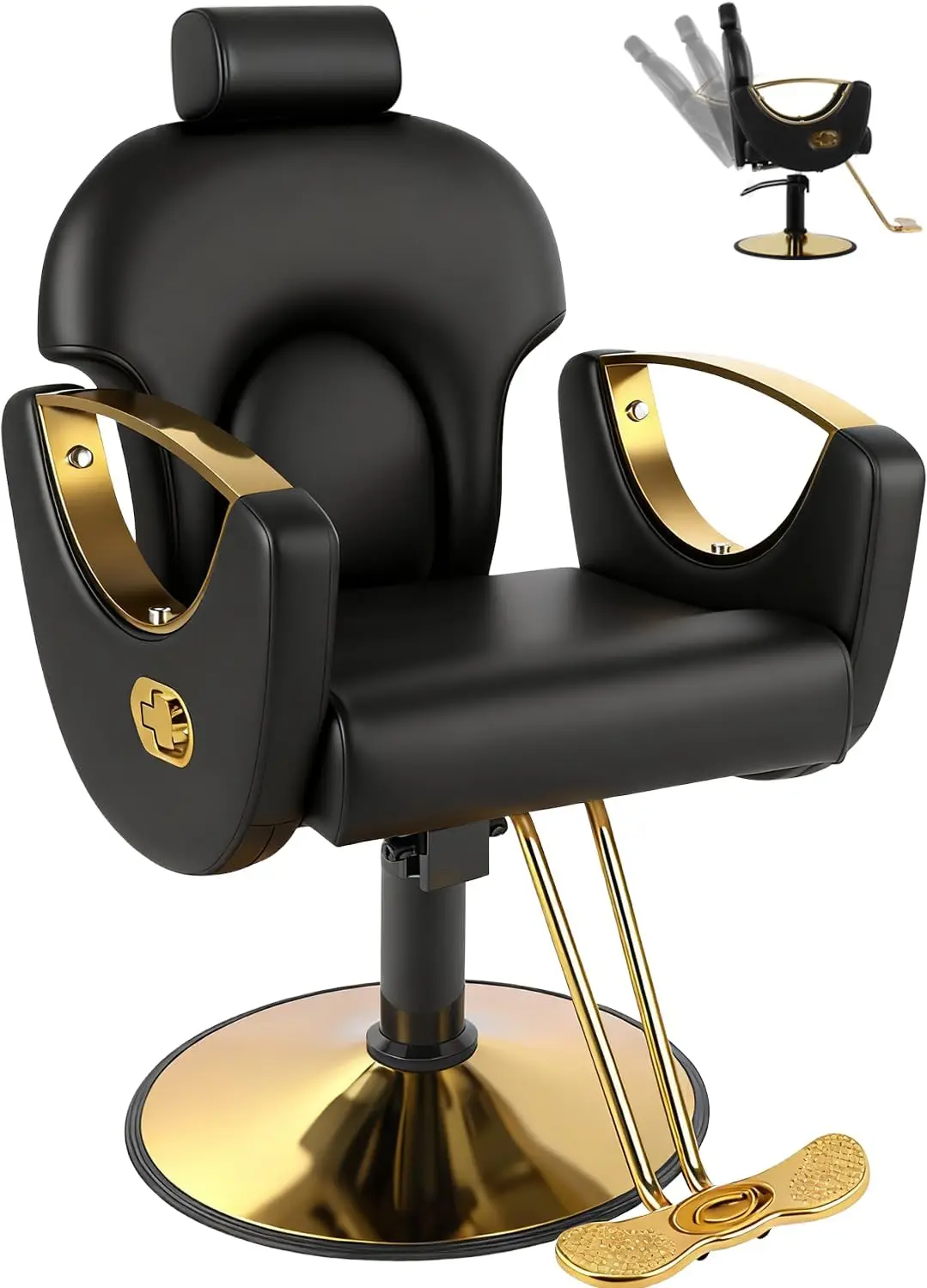 

Reclining Barber Salon Chair for Hair Stylist with Heavy Duty Hydraulic Pump Multi Function