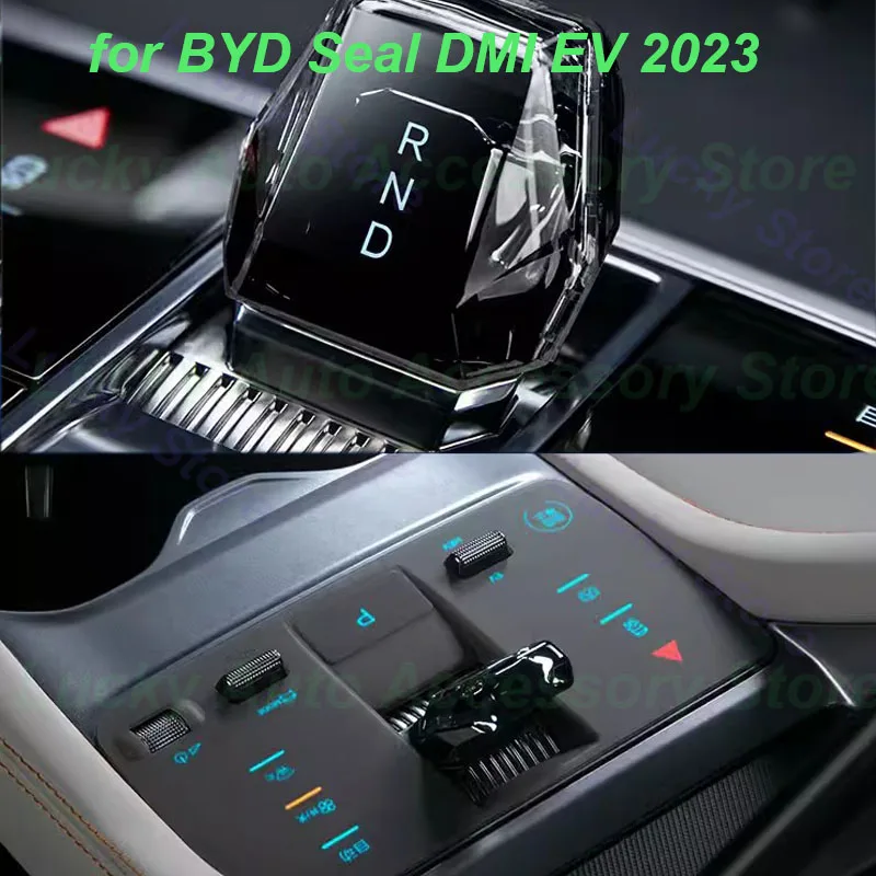 

Car Gear Shift Knob Collars Cover for BYD Seal DMI EV 2023 Central Console Silicone Button Pad Interior Accessories